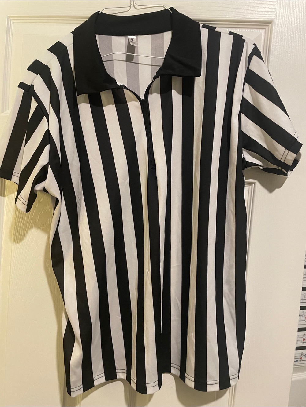 Kids Black and White Striped Polo Referee Shirt